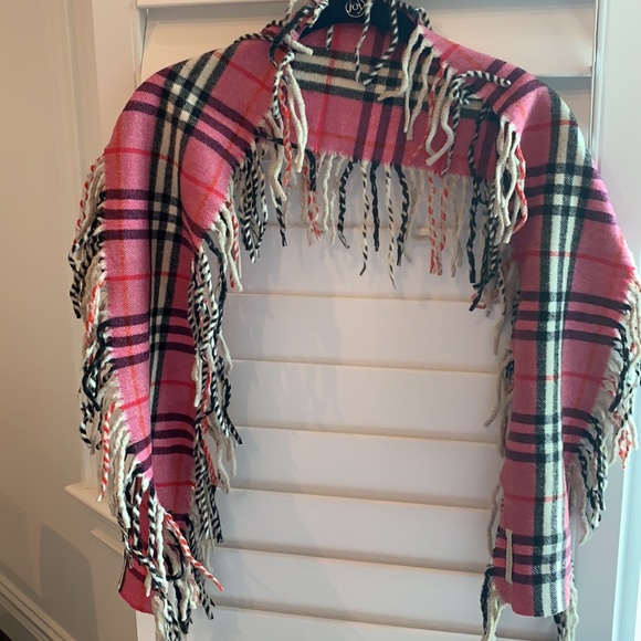 Burberry pink plaid fringe scarf - Picture 1 of 5